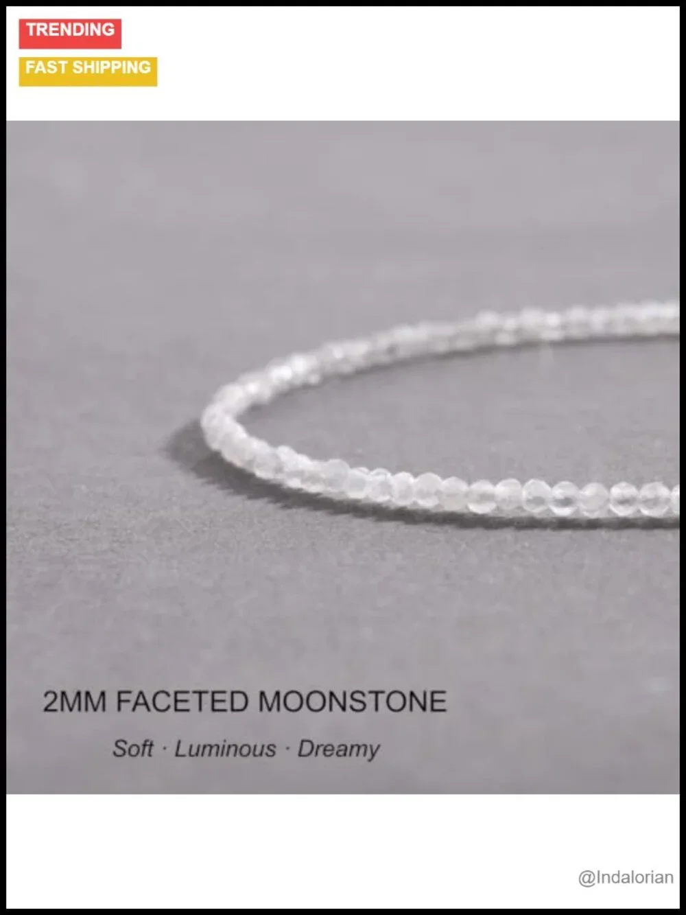 18K Gold Plated Crystal Beaded Bracelet Adjustable Dainty